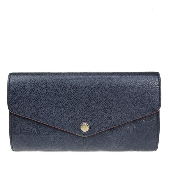 LOUIS VUITTON Portefeuille Sarah Wallet Monogram Empreinte Blue M62125 30YG356 - Picture 1 of 16